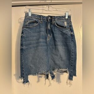 & Denim Distressed denim skirt size 6